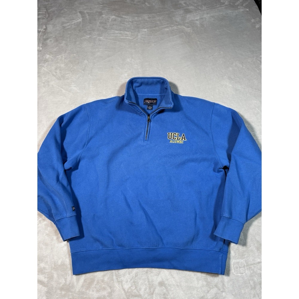 Jansport UCLA Alum Quarter Zip Sweater Size XL Blue Soft Cotton